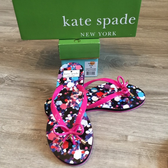 New KATE SPADE Photoreal Glitter Flip Flops 7 & 8 - Picture 2 of 8